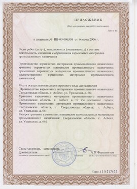 Лицензия на осуществление деятельности Приложение